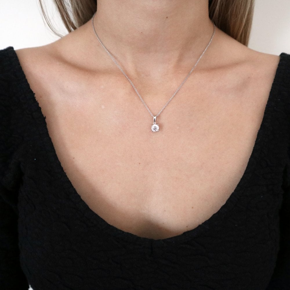 Sterling Silver Swarovski Zirconia Necklace April Birthstone