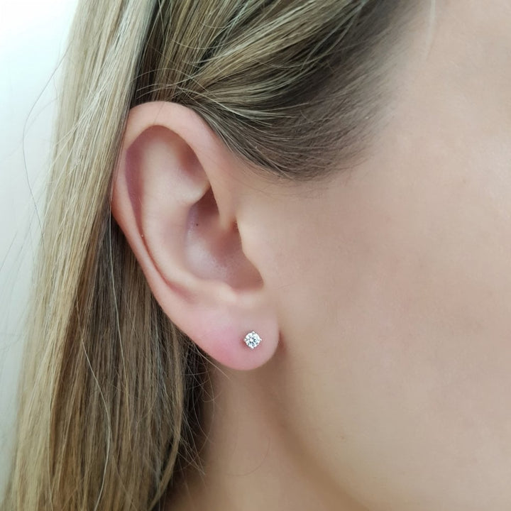 Sterling Silver Swarovski Zirconia Stud Earrings April Birthstone