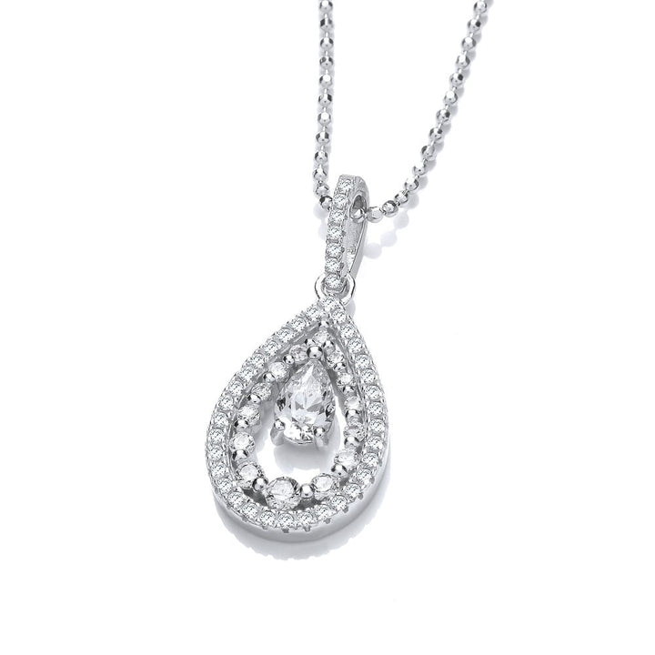 Sterling Silver Tear Drop Pendant & Chain Created with Swarovski Zirconia