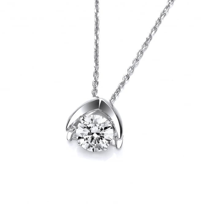 Sterling Silver Triangle Floating Stone Necklace Created With Swarovski Zirconia