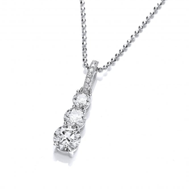 Sterling Silver Trio Drop Pendant & Chain Created with Swarovski Zirconia