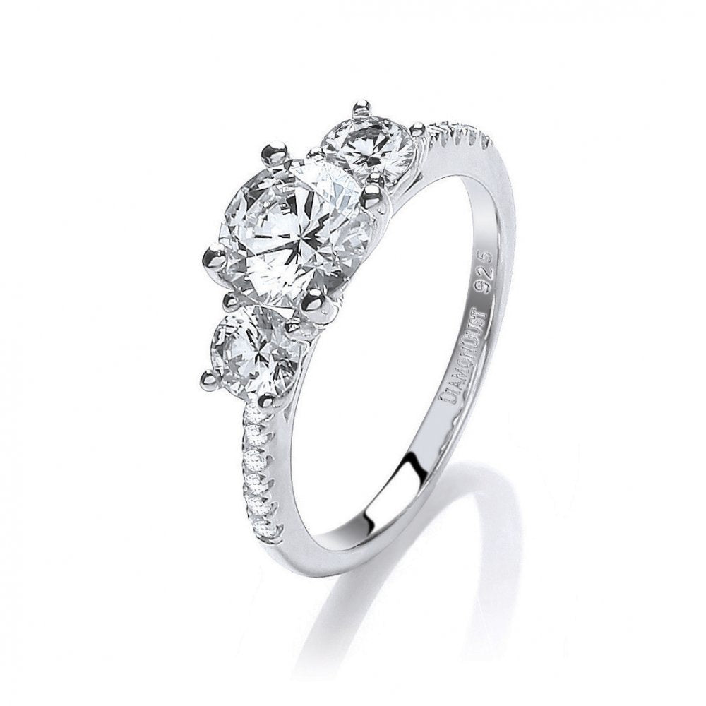 Sterling Silver Triple Solitaire Fancy Ring Created with Swarovski Zirconia