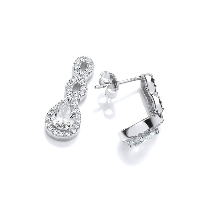 Sterling Silver Twisted Tear Drop Earrings Created with Swarovski Zirconia