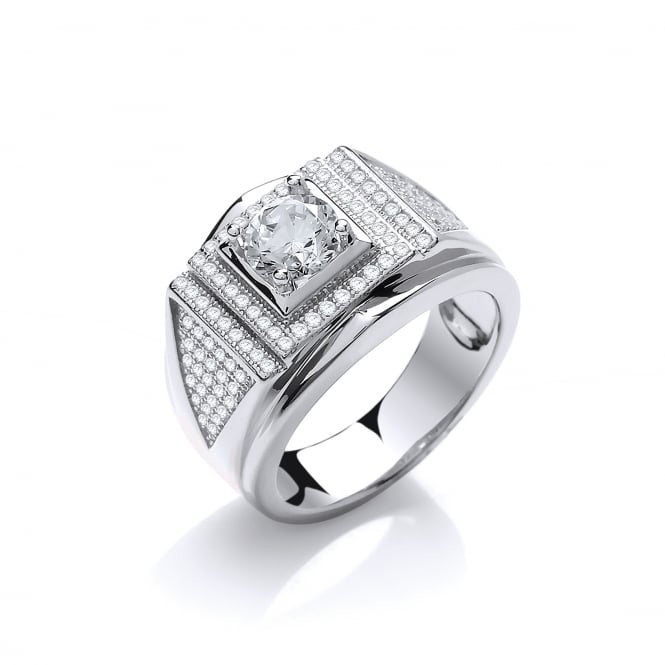 Sterling Silver V Shape Pave Set Chunky Ring Created With Swarovski Zirconia