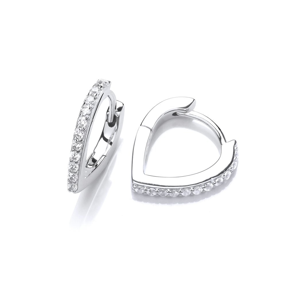 Sterling Silver V Shaped Hoop Earrings Created with Swarovski Zirconia