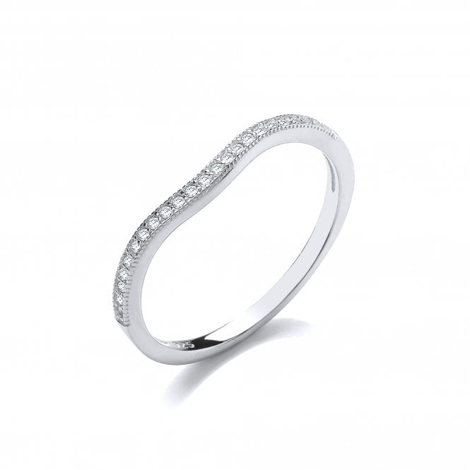 Sterling Silver Wavy Half Eternity Ring Created with Swarovski Zirconia