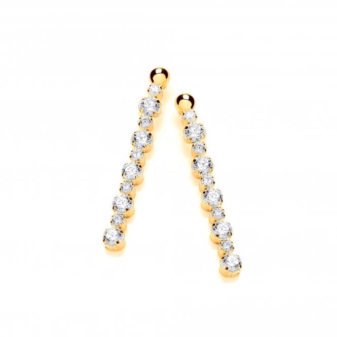 Sterling Silver Yellow Gold Plated Fine Drop Earrings Created with Swarovski Zirconia