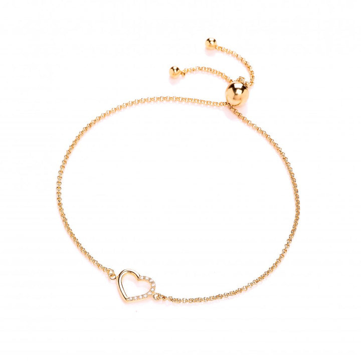 Sterling Silver & Yellow Gold Plated Heart Friendship Bracelet Created with Swarovski Zirconia