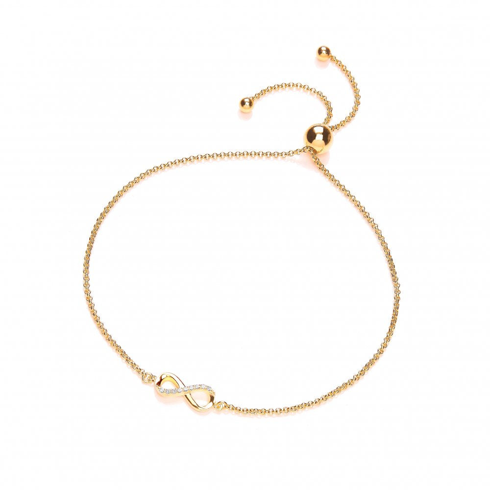 Sterling Silver & Yellow Gold Plated Infinity Friendship Bracelet Created with Swarovski Zirconia