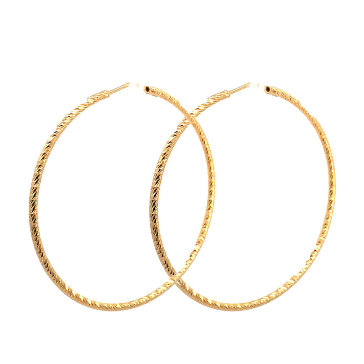 Sterling Silver & Yellow Gold Plated Diamond Cut 55mm Hoop Earrings