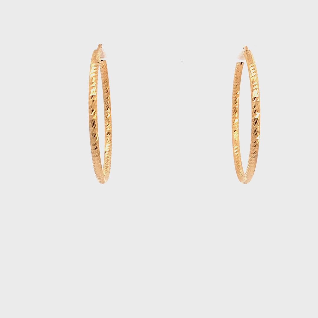 Sterling Silver & Yellow Gold Plated Diamond Cut 35mm Hoop Earrings