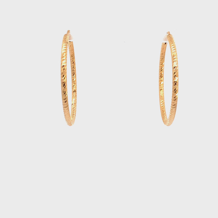 Sterling Silver & Yellow Gold Plated Diamond Cut 35mm Hoop Earrings