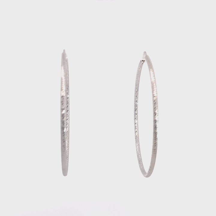 Sterling Silver Diamond Cut 55mm Hoop Earrings