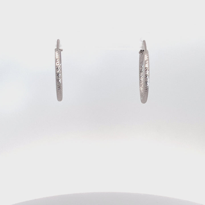 Sterling Silver Diamond Cut 25mm Hoop Earrings