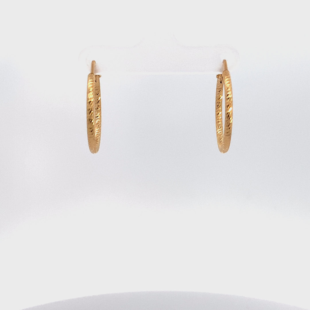Sterling Silver & Yellow Gold Plated Diamond Cut 25mm Hoop Earrings