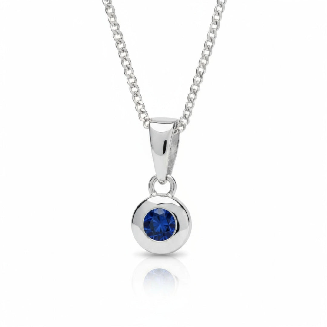 Sterling Silver Bezel Set Real Sapphire Pendant