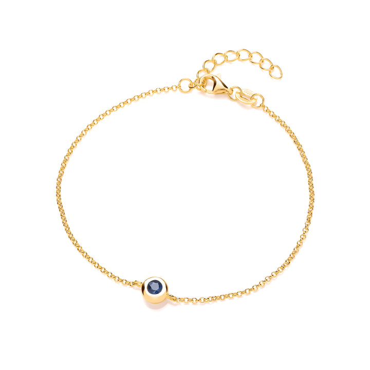Sterling Silver Gold Plated Bezel Set Real Sapphire Bracelet