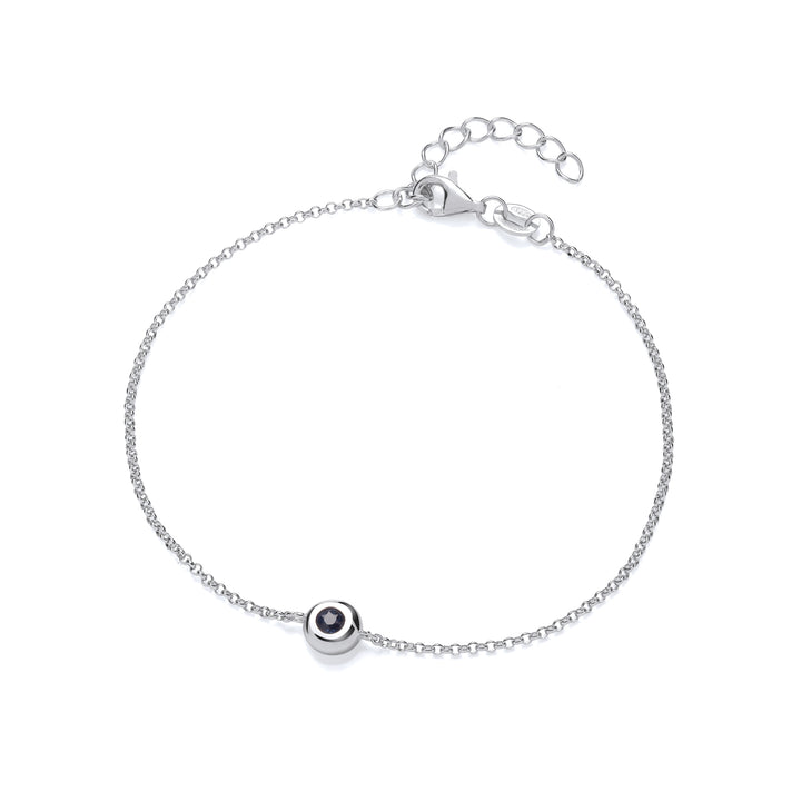 Sterling Silver Bezel Set Real Sapphire Bracelet