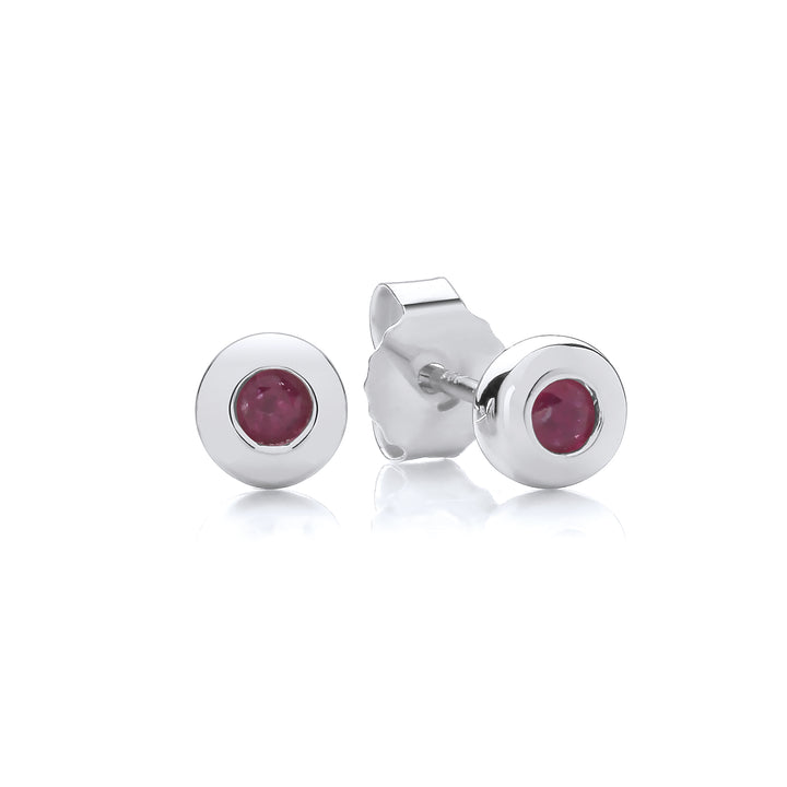 Sterling Silver Bezel Set Real Ruby Earrings