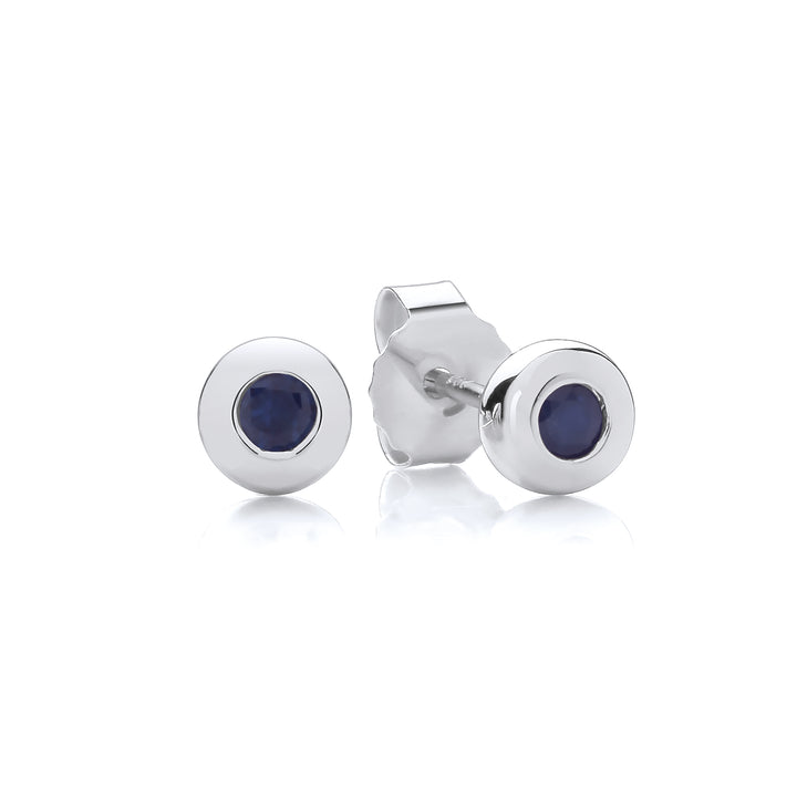 Sterling Silver Bezel Set Real Sapphire Earrings