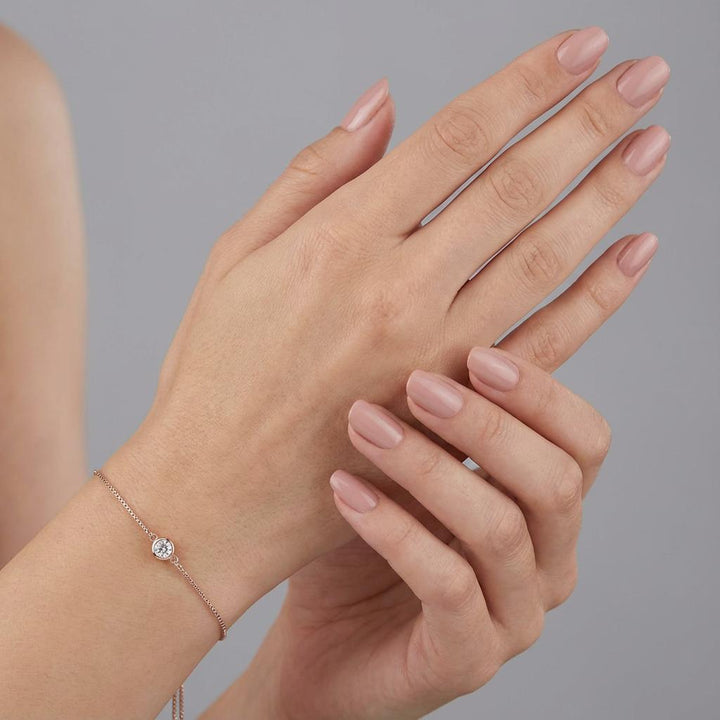 Sterling Silver & Rose Gold Plated Solitaire Friendship Bracelet Created with Swarovski Zirconia