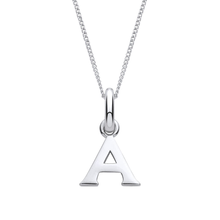 Sterling Silver Letter A with a 1mm Sterling Silver Curb Chain