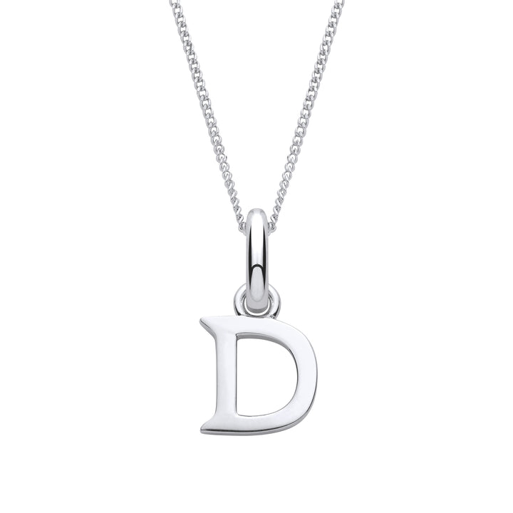 Sterling Silver Letter D with a 1mm Sterling Silver Curb Chain