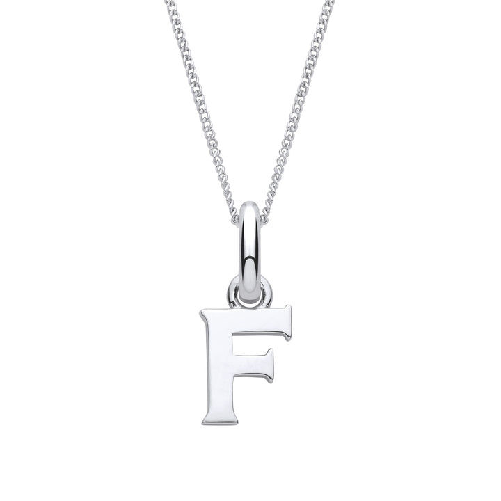 Sterling Silver Letter F with a 1mm Sterling Silver Curb Chain