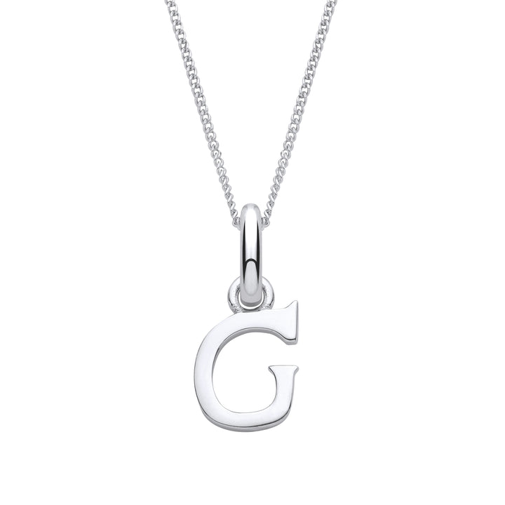 Sterling Silver Letter G with a 1mm Sterling Silver Curb Chain