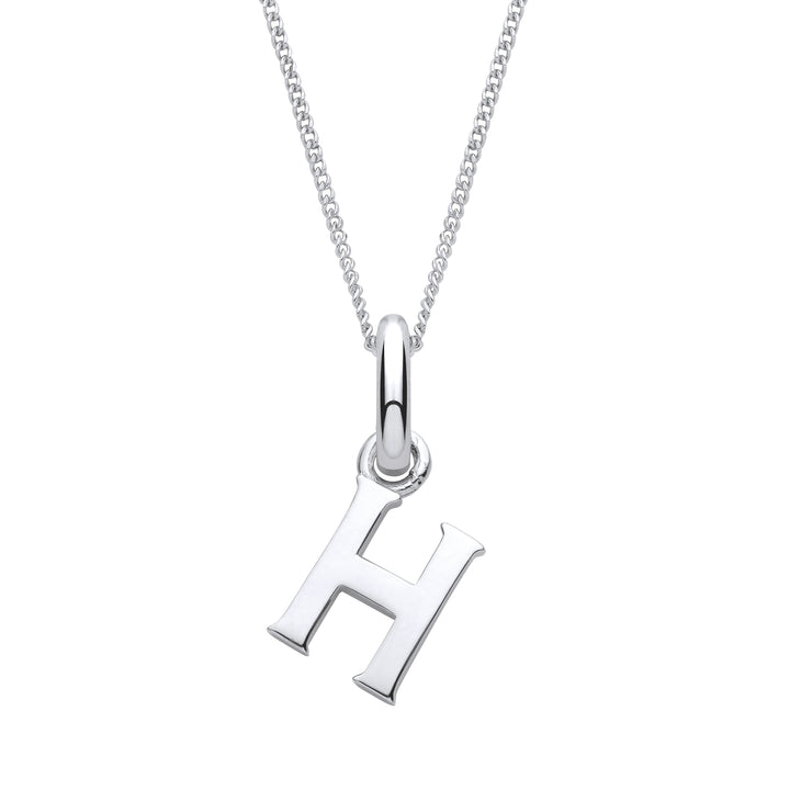 Sterling Silver Letter H with a 1mm Sterling Silver Curb Chain