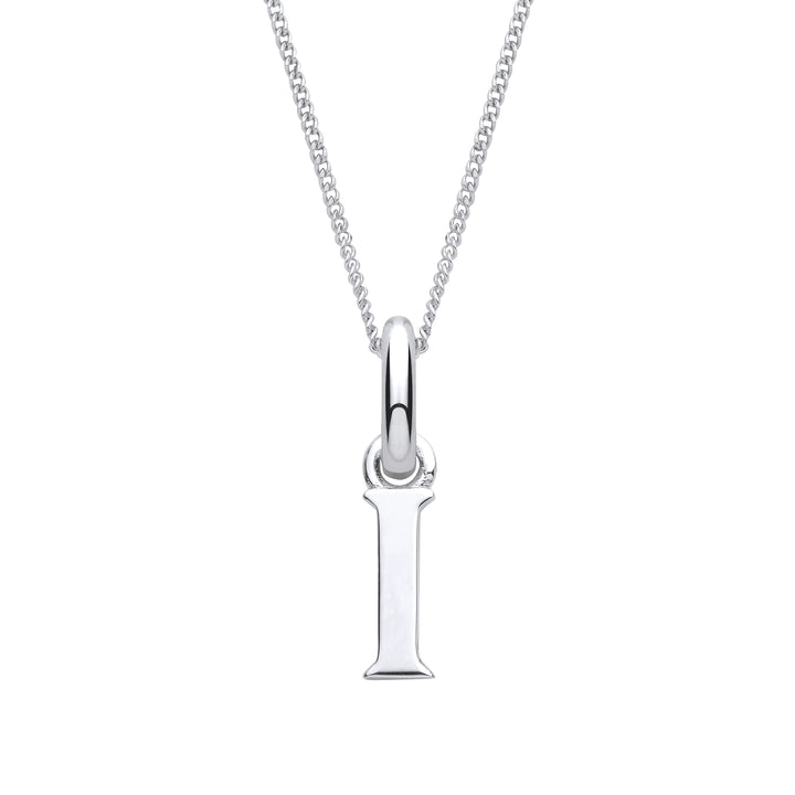 Sterling Silver Letter I with a 1mm Sterling Silver Curb Chain