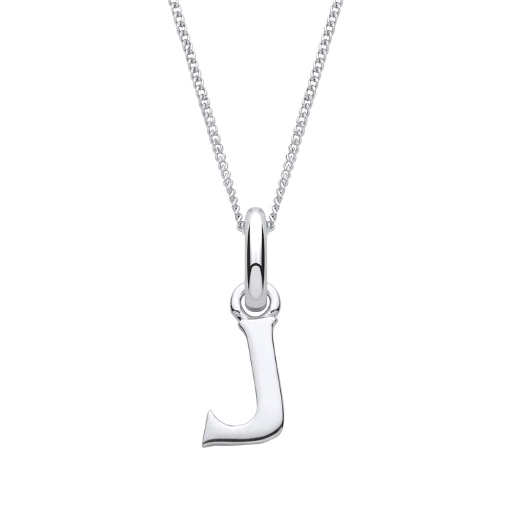 Sterling Silver Letter J with a 1mm Sterling Silver Curb Chain