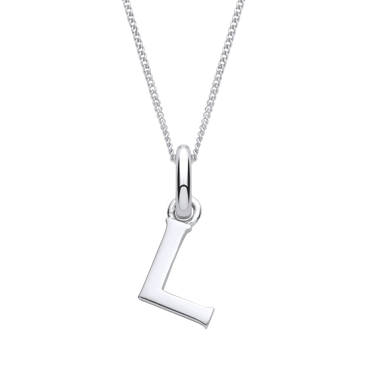 Sterling Silver Letter L with a 1mm Sterling Silver Curb Chain