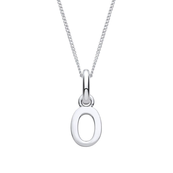 Sterling Silver Letter O with a 1mm Sterling Silver Curb Chain