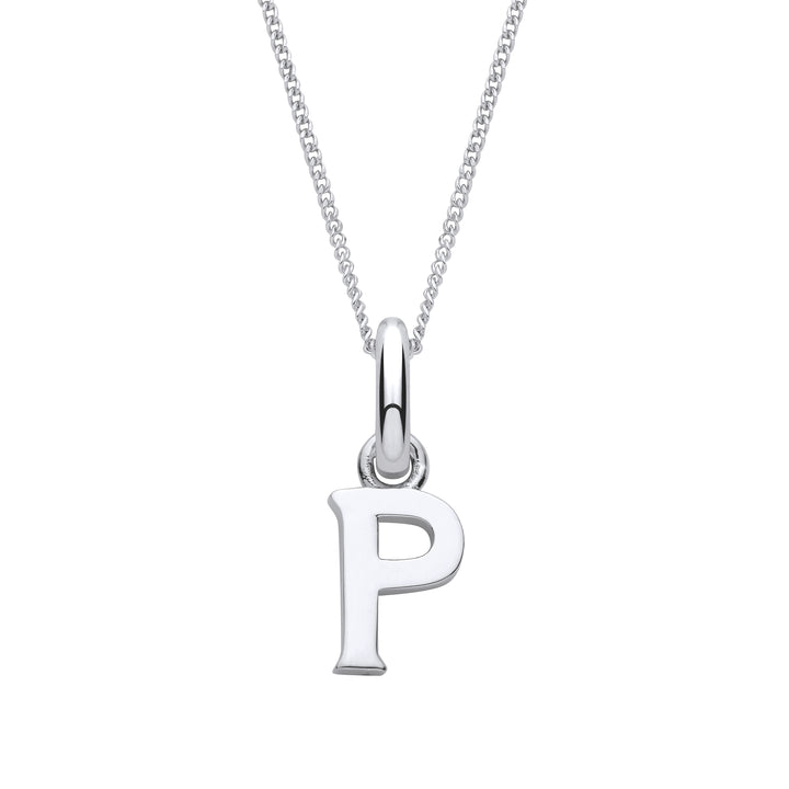 Sterling Silver Letter P with a 1mm Sterling Silver Curb Chain