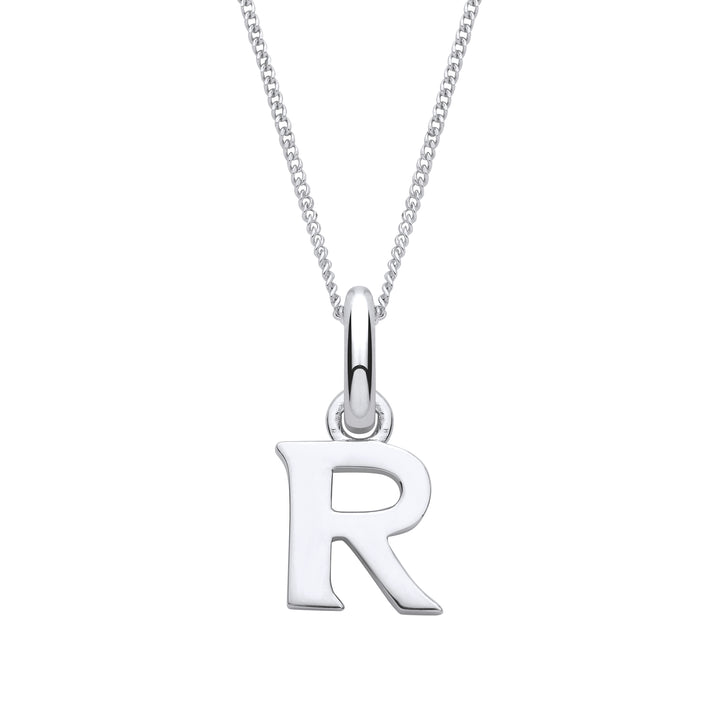 Sterling Silver Letter R with a 1mm Sterling Silver Curb Chain