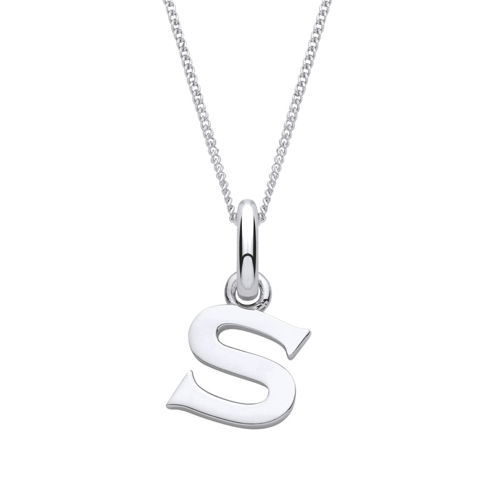 Sterling Silver Letter S with a 1mm Sterling Silver Curb Chain