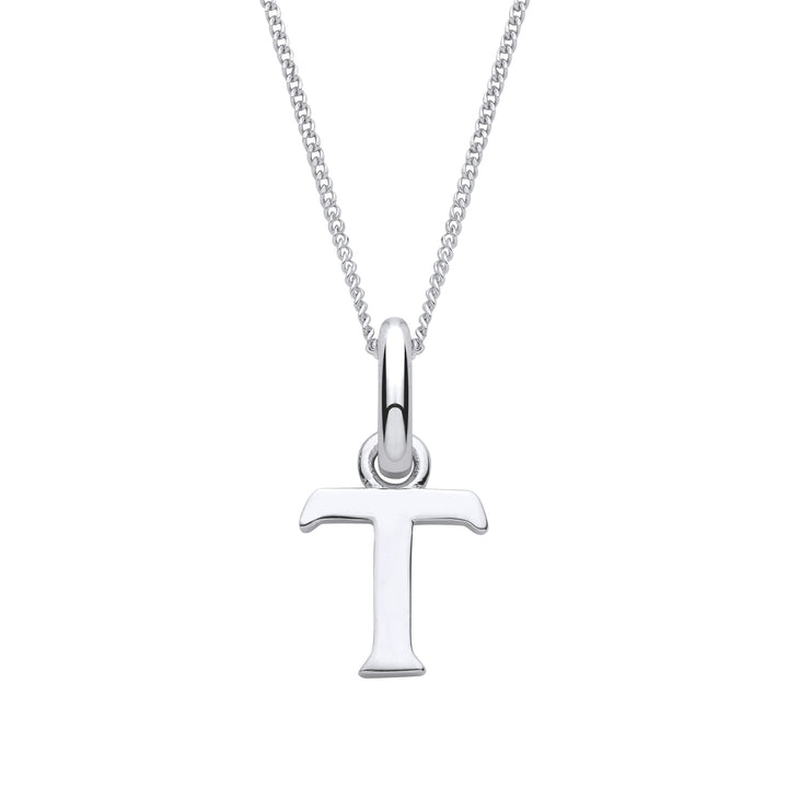 Sterling Silver Letter T with a 1mm Sterling Silver Curb Chain