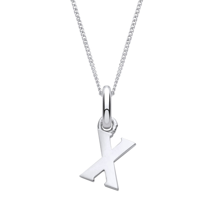Sterling Silver Letter X with a 1mm Sterling Silver Curb Chain