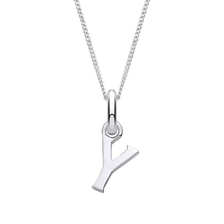 Sterling Silver Letter Y with a 1mm Sterling Silver Curb Chain