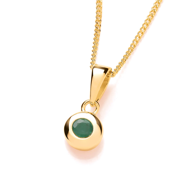 Sterling Silver Gold Plated Bezel Set Real Emerald Pendant