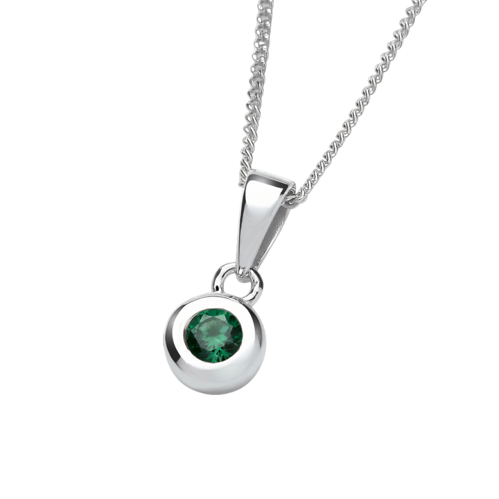 Sterling Silver Bezel Set Real Emerald Pendant