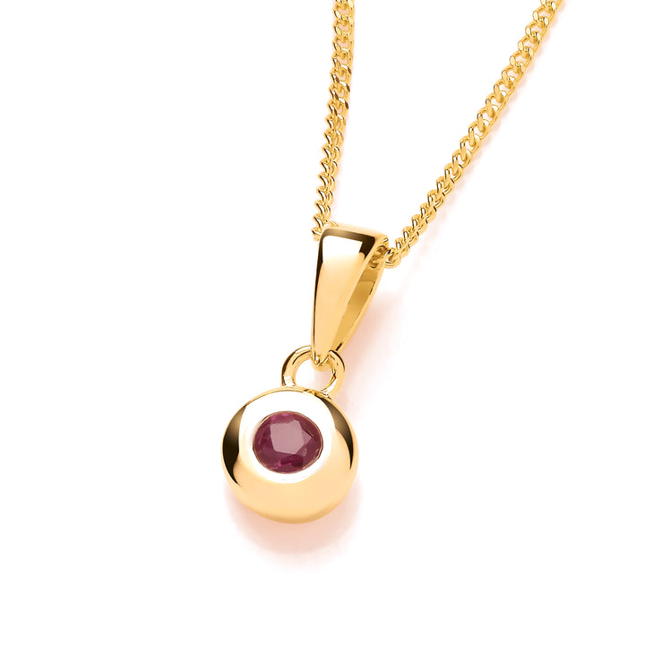 Sterling Silver Gold Plated Bezel Set Real Ruby Pendant