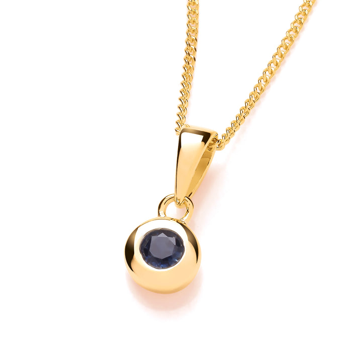 Sterling Silver Gold Plated Bezel Set Real Sapphire Pendant