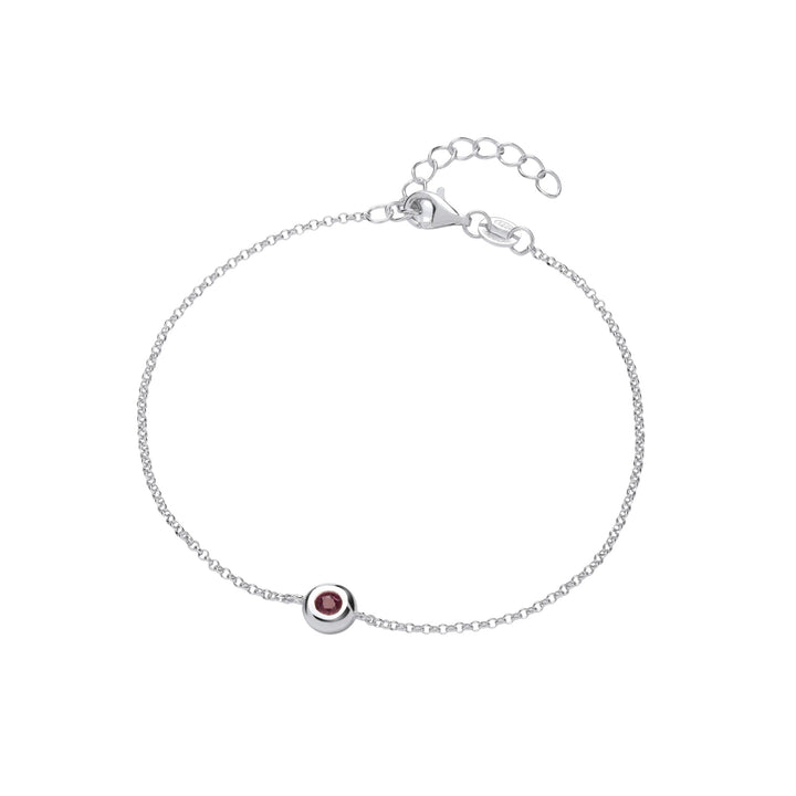Sterling Silver Bezel Set Real Ruby Bracelet