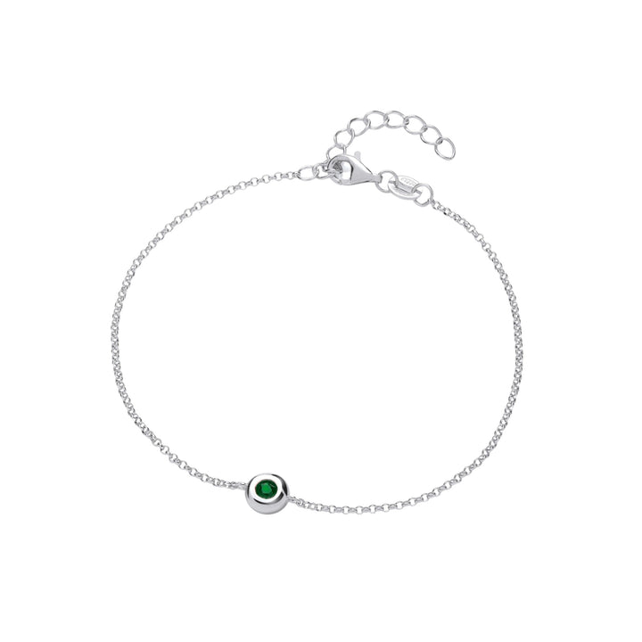 Sterling Silver Bezel Set Real Emerald Bracelet