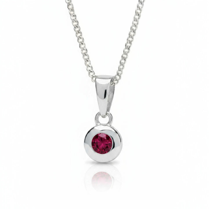 Sterling Silver Bezel Set Real Ruby Pendant