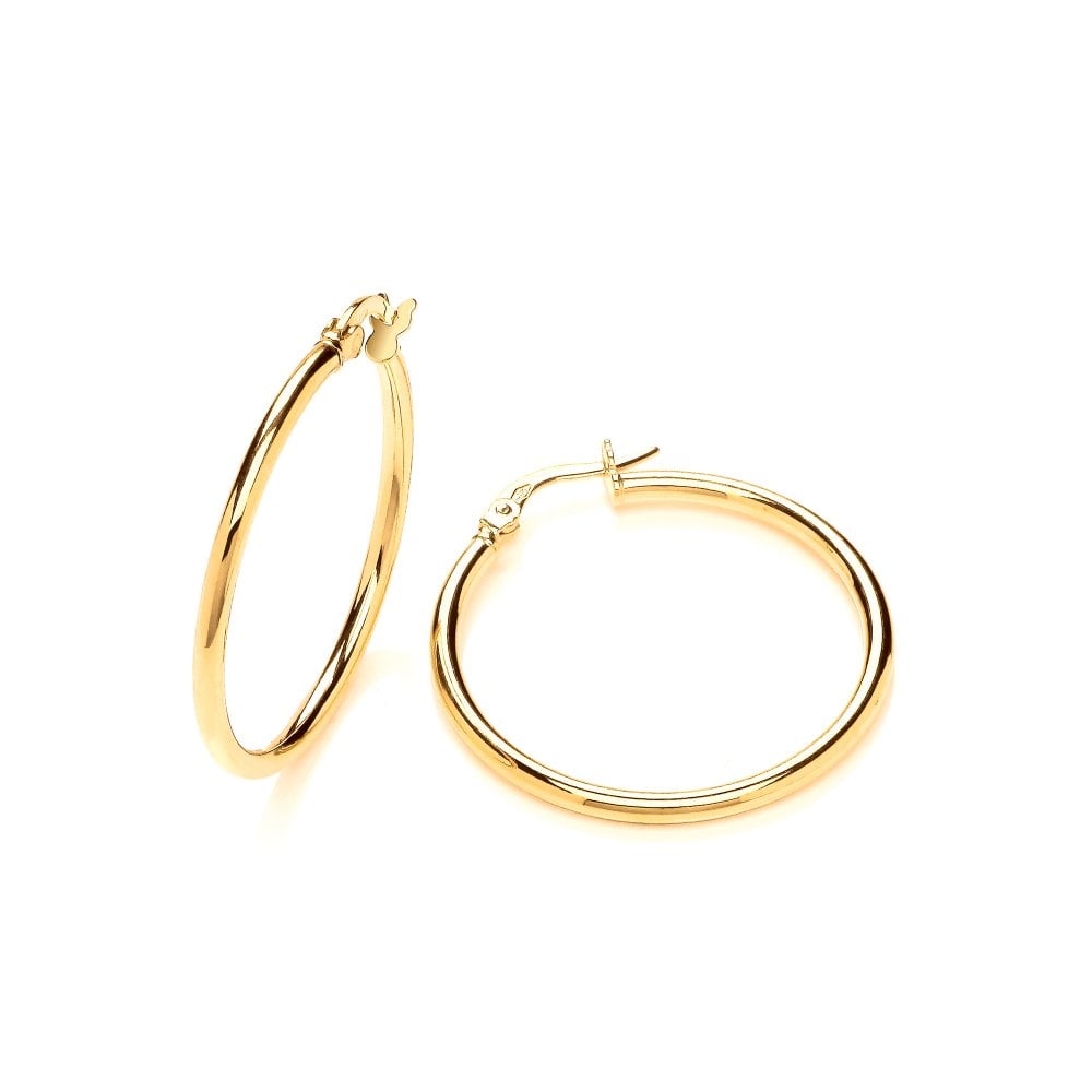 9ct Yellow Gold Classic Round Hoop Earrings