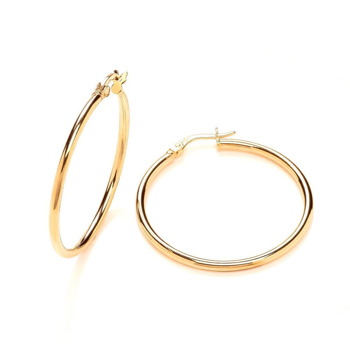 9ct Yellow Gold Hinged Round Hoop Earrings