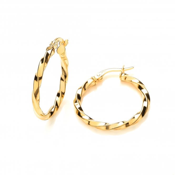9ct Yellow Gold Small Twister Hoop Earrings